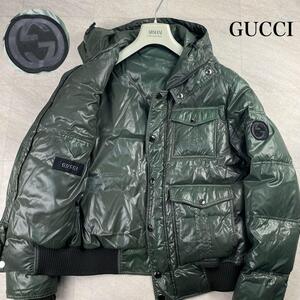 超希少/L相当☆ GUCCI グッチ ダウンジャケット 肉厚 ロゴ GGワッペン インターロッキング ggロゴ フード トムフォード gucci