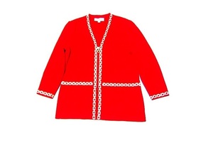 アメリカ製 ST.JOHN COLLECTION BY MARIE GRAY セントジョン チェーン柄のニットジャケット セーター MADE IN USA