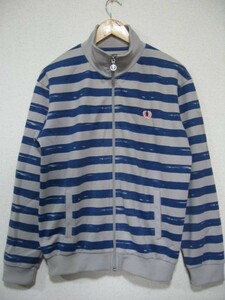 FRED PERRY フレッドペリー トラックジャケット ジャージ size S ボーダー柄 グレー×ブルー ポルトガル製