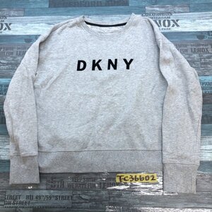 DKNY ダナキャラン レディース コットン混 裏起毛 ロゴトレーナー M グレー