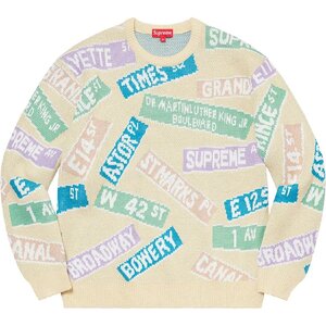 ☆ 21SS Supreme シュプリーム Street Signs Sweater ストリート サイン セーター 総柄 knit ニット (ナチュラルM)GSDM