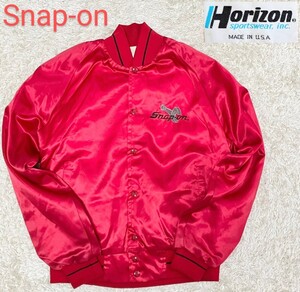 【USA製ヴィンテージ★】Sサイズ 美品 Snap-on ナイロンスタジャン/ジャンパー/赤◆Horizon製☆スナップオン (10)