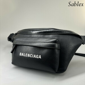 1円【未使用】BALENCIAGA エブリデイ ロゴ ベルトバッグXS ボディバッグ レザー ブラック 黒 バックル 552375 バレンシアガ