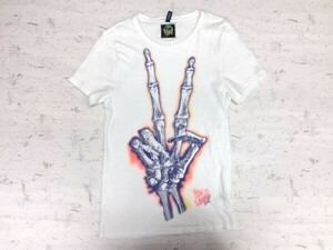 H&M DIVIDED エイチアンドエム ボーン 骨 平和 ピース PEACE 半袖Tシャツ レディース コットン100% XS 白