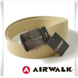 新品1円～★AIRWALK エアウォーク バックル キャンバスベルト GIベルト ガチャベルト フリーサイズ ロゴ 刺繍 本物◆8630◆