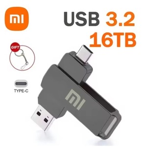 【Xiaomi】超高速3.2 TYPE-C USBメモリ 16TB 2in1 フラッシュメモリ メタルブラック マルチデバイス対応 外付け スマートフォン 車 PC TV