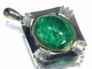 ML13418SS【1円～】新品【RK宝石】≪Emerald≫ 上質エメラルド 特大4.79ct 極上ダイヤモンド Pt900 K18 高級ペンダントヘッド ネックレス