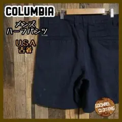 Columbia ロゴ メンズ ハーフ パンツ ネイビー 34 USA古着90s