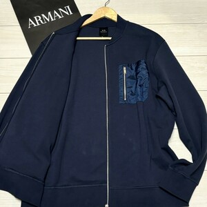 良品/XLサイズ●ARMANI EXCHANGE ダブルジップ ブルゾン ジャケット ストレッチ アルマーニエクスチェンジ 胸ポケット