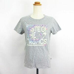 ロキシー ROXY Tシャツ カットソー 半袖 クルーネック 英字 ロゴ コットン M グレー ※EKM レディース