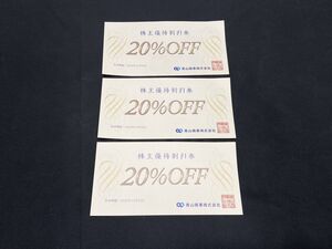 【J085】未使用 最新 青山商事 株主優待券 20%OFF券×３枚セット 有効期限25年12/31まで 割引券