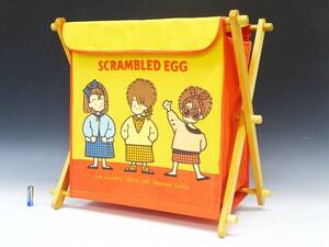 ◆(NS) ◎ 組み立て式 ランドリーバスケット? おもちゃ入れ? SCRAMBLED EGG 女の子 ギンガムチェック 80年代 ファンシー雑貨 昭和レトロ