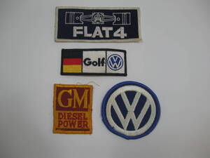 907. 珍しい1980’年代 　FLAT4 ・ GOLF ・ VW など ワッペン 4点セット スポンサー 40年前 レトロ コレクション 同梱可能