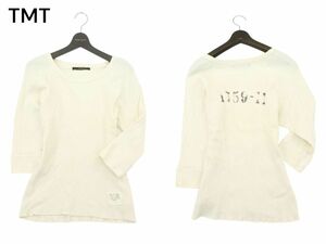 TMT ティーエムティー ビッグホリデー ステンシル★ 7分袖 ワッフル サーマル カットソー Tシャツ Sz.L　メンズ 白 日本製　A4T04984_5#D