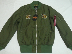 新品ALPHAアルファ[MA-1EmbroiderySouvenirJacket]L(40)オリーブ\21780