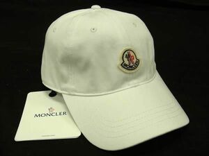 1円 ■美品■ MONCLER モンクレール コットン100％ ベースボールキャップ 帽子 レディース メンズ ホワイト系 FD2070