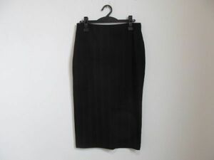 (52933)ZARA　ザラ　レディース　ニット　ナロー　リブ　スカート　ストライプ　ブラック　EUR/M　USED