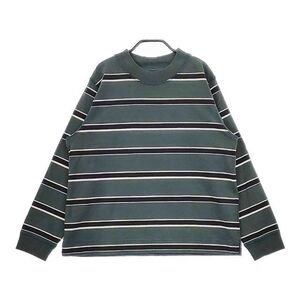 MHL. STRIPE JERSEY 595-3269502 長袖Ｔシャツ カットソー ロンＴ 23AW グリーン ブラック エムエイチエル 5-0108M 253622