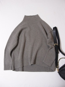 ユナイテッドアローズ BEAUTY&YOUTH FINE WOOL ワイドタートルネック ニット プルオーバー モカ