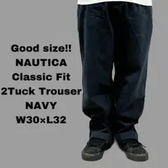 NAUTICA ノーティカ タックパンツ トラウザー チノ ネイビー W30 M