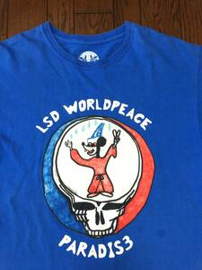 USA製 Paradis3 パラダイス LSD WORLDPEACE 半袖 プリント Tシャツ M ブルー 青 Joe Roberts アメリカ製 検索 グレイトフルデッド風 SYF