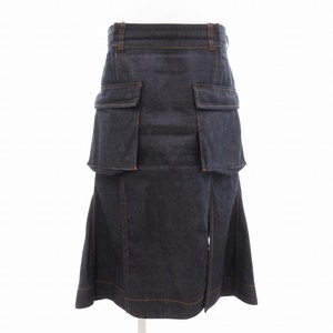 サカイ sacai 美品 24AW Denim Skirt デニムスカート スリット ミモレ ロング 24-07355 3 L インディゴブルー 濃紺 /TZ レディース