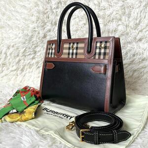 極美品★BURBERRY バーバリー ベビータイトル ヴィンテージチェック 2way ハンドバッグ 8025266 A1189 お出かけ フォーマル ご褒美