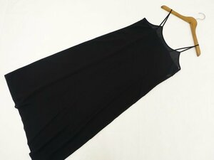 美品 ロング丈 シフォンキャミソールワンピース M ブラック 【メール便可】