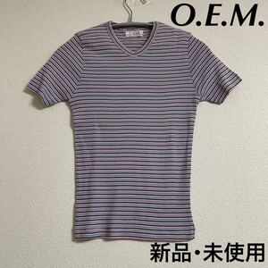 新品 O.E.M. 半袖 トップス カットソー 未使用 日本製 綿100% ボール Tシャツ Vネック