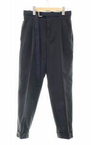 サカイ sacai 21AW SUITING PANTS BLACK SIZE1 21-02556M スーチング パンツ ベルテッド タック スラックス ブラック 【ブランド古着ベクト