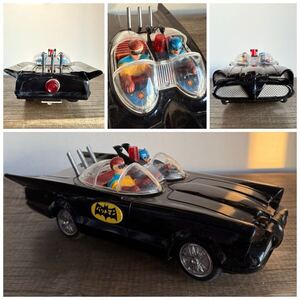 動作完動品 超希少品 1960年台 当時物 旧バンダイ バットマン&ロビン カー ブリキ車 ミステリーアクション 検ソフビ ケンリック デビルマン