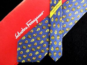 ♪今週の特売980円～♪1457♪状態並品【Ferragamo】フェラガモ【木の実 葉っぱ 植物 柄】ネクタイ♪