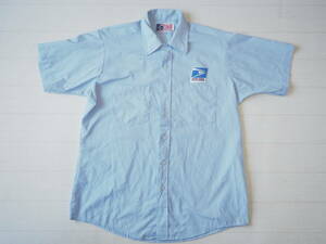 ☆送料無料☆ UNITED STATES UNIFORM COMPANY USA直輸入 古着 半袖 USA製 ユニオンメイド USPS アメリカ郵便公社 ワークシャツ メンズ L