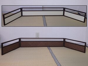 ★両袖【網代 風炉先屏風　紙箱入り】両面づかい(裏は無地)　中幅88cm　端44cm　高さ18.3cm　杉乃井謹製　茶道具 茶器 家具