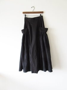 美品 2023SS YUKI SHIMANE / ユキ シマネ YS23SS-SK01-BK Wide pocket Long Skirt 1 BLACK * スカート レディース