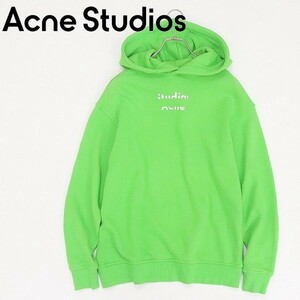 ◆Acne Studios アクネ ストゥディオズ ロゴプリント オーバーシルエット フーデッド プルオーバー パーカー ライトグリーン XXS