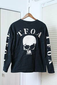 ★CROWS×cropped heads クローズ×クロップドヘッズ コラボ T.F.O.A武装戦線スカル刺繍プリント加工長袖Tシャツ 古着ユーズド男性メンズM