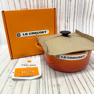 s001 N3(60) 1.新品 未使用 ル・クルーゼ ルクルーゼ 鍋 20㎝ オレンジ ココットロンド LE CREUSE 調理器具 ホーロー鍋 両手鍋 料理 箱入