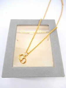 1円★ 美品 Christian Dior クリスチャン ディオール CD ロゴ ゴールド アクセサリー ネックレス 箱付き