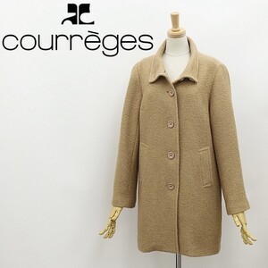 ◆courreges クレージュ スタンドカラー ウール コート ベージュ 9AR