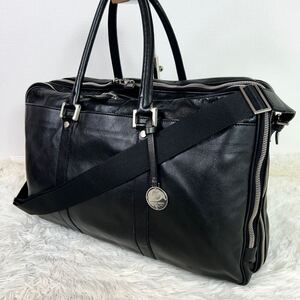 1円 極美品 定価30万円 希少 GIORGIO ARMANI ジョルジオアルマーニ 大容量 ボストンバッグ レザー メンズ トートバッグ ビジネス 肩掛け