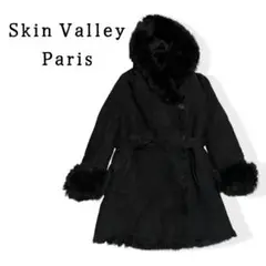 Skin Valley ムートンコート 羊革 40 リアルレザー ラムファー 黒