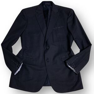 【未使用仕立て系付/super160s】 Brioni ブリオーニ スーツ セットアップ ジャケット 近年タグ チェック メンズ ブラック サイズXL位 