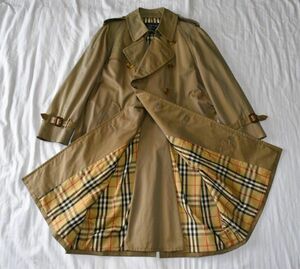 ★Burberry★バーバリー★裏地ノバチェク カーキブラウン玉虫色のベルト付きの ダンディーなトレンチコート165/M