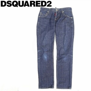 ◆DSQUARED2 ディースクエアード ロゴプレート ストレッチ デニム パンツ ジーンズ インディゴ 42