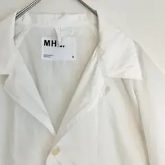 【未使用に近い★人気】MHL リネン混 オープンカラー半袖シャツ★ホワイト 白★