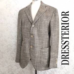 DRESSTERIOR ドレステリア ヴィンテージ バーバリー カノニコ 毛 シルク 生地 イタリア製 テーラードジャケット ツイード 44 ブラウン 