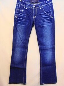 s30 定価￥22,890 アメリカ製 未使用 YANUK ヤヌーク ジーンズ size24 ブーツカット フレア ローライズ デニム ダメージ加工 アウトレット