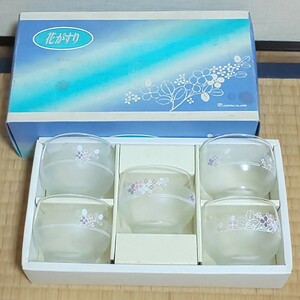 新品未使用品　アデリアグラス 冷茶グラス５個セット 石塚硝子 ADERIA GLASS コップ　小花柄