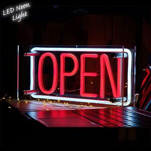 1円～ 売り切り LEDネオンサイン ネオン管風 OPEN インテリア ライト LED ネオンサイン 看板 サインボード 光る 部屋 玄関 子供部屋 NK-53